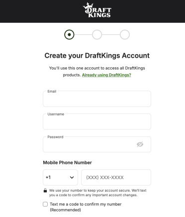 DraftKings Casino account registration